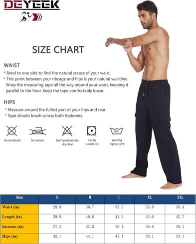 Deyeek Mens Cargo Sweatpants Open Bottom Straight Leg Cargo Sweat Pants for Mens Baggy Lounge Jogger Sweatpants with Pockets in Kuwait