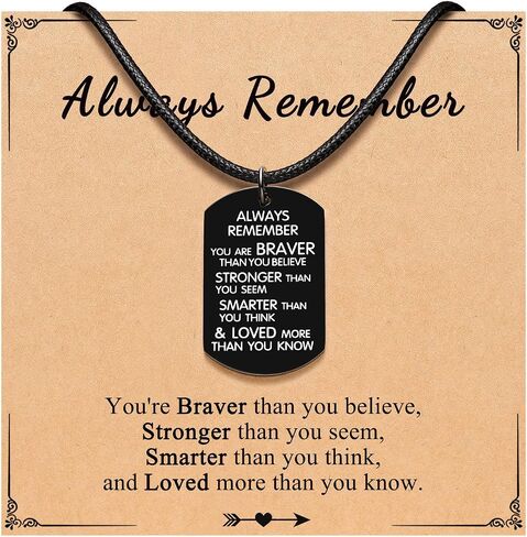 ORISPRE To My Son/Grandson/Teens Graduation Gifts Always Remember You are Braver Than You Believe Necklace for Men in Saudi Arabia