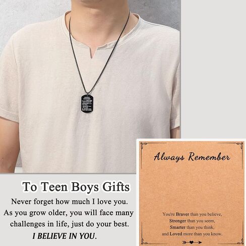 ORISPRE To My Son/Grandson/Teens Graduation Gifts Always Remember You are Braver Than You Believe Necklace for Men in Saudi Arabia