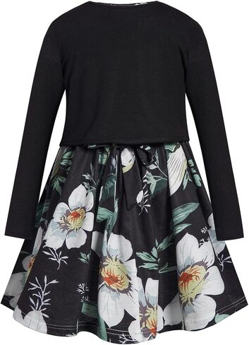 Bonny Billy Girls' Clothing Sets Flower Dress and Solid Cardigan 2 Pieces Outfits in Kuwait