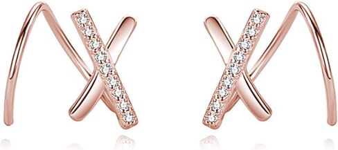 Reffeer 925 Sterling Silver Letter X Wrap Cuff Earrings CZ Crawler Earrings For Women Teen in Kuwait
