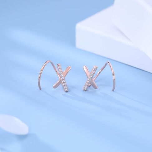 Reffeer 925 Sterling Silver Letter X Wrap Cuff Earrings CZ Crawler Earrings For Women Teen in Kuwait
