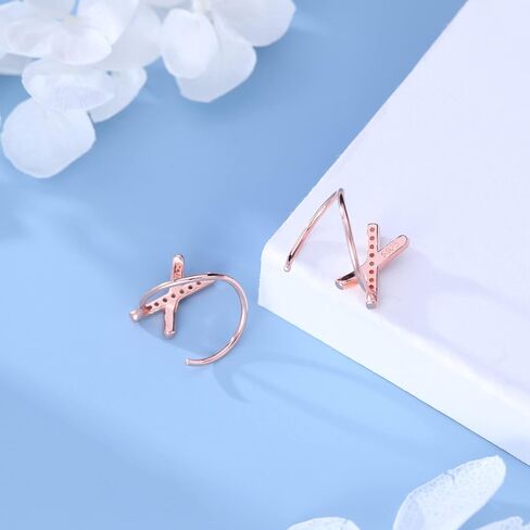 Reffeer 925 Sterling Silver Letter X Wrap Cuff Earrings CZ Crawler Earrings For Women Teen in Kuwait