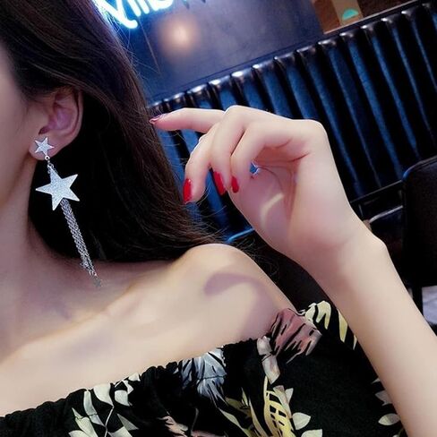 Star Dangle Earrings for Women Lasel Star Sequin Earrings for Girls Dazzling Star Tassel Earrings Pearl Stud Earrings for Summer Concert Earrings in Kuwait