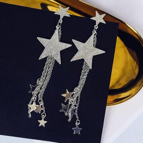 Star Dangle Earrings for Women Lasel Star Sequin Earrings for Girls Dazzling Star Tassel Earrings Pearl Stud Earrings for Summer Concert Earrings in Kuwait