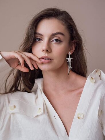 Star Dangle Earrings for Women Lasel Star Sequin Earrings for Girls Dazzling Star Tassel Earrings Pearl Stud Earrings for Summer Concert Earrings in Kuwait