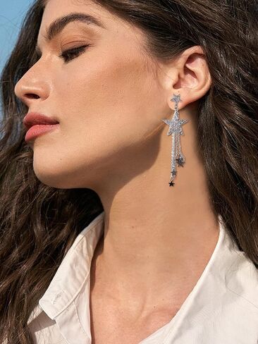 Star Dangle Earrings for Women Lasel Star Sequin Earrings for Girls Dazzling Star Tassel Earrings Pearl Stud Earrings for Summer Concert Earrings in Kuwait
