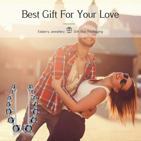 Esberry 925 الفضة الاسترليني تشيكوسلوفاكيا مقلد الماس الأذن الزاحف الكفة أقراط متسلق الستر مكعب زركونيا أقراط هيبوالرجينيك هدية للنساء والفتيات in Saudi Arabia