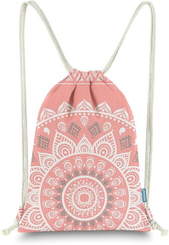 Miomao Drawstring Backpack Mandala Style String Bag Canvas Beach Sport Daypack in Kuwait