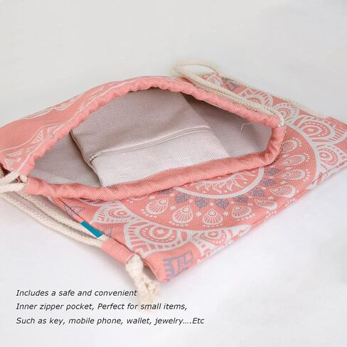 Miomao Drawstring Backpack Mandala Style String Bag Canvas Beach Sport Daypack in Kuwait