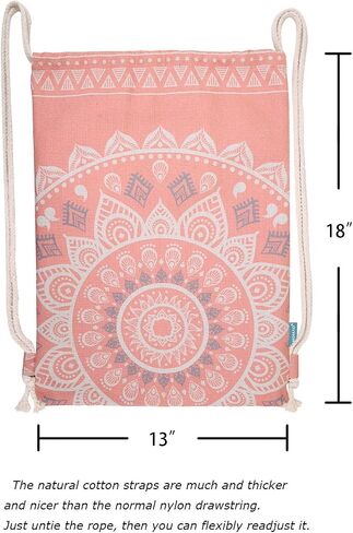 Miomao Drawstring Backpack Mandala Style String Bag Canvas Beach Sport Daypack in Kuwait