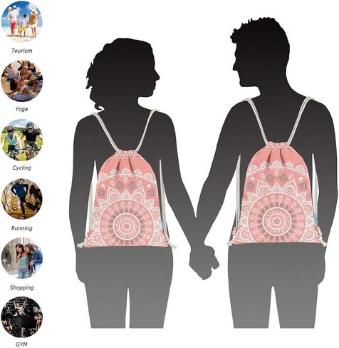 Miomao Drawstring Backpack Mandala Style String Bag Canvas Beach Sport Daypack in Kuwait