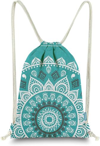Miomao Drawstring Backpack Mandala Style String Bag Canvas Beach Sport Daypack in Kuwait