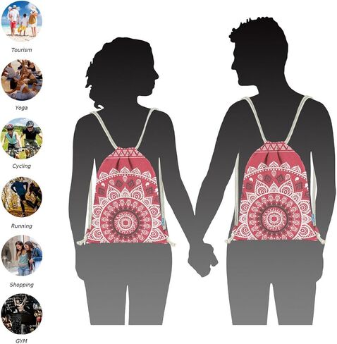 Miomao حقيبة ظهر برباط على طراز ماندالا حقيبة قماشية رياضية للشاطئ Daypack in Kuwait