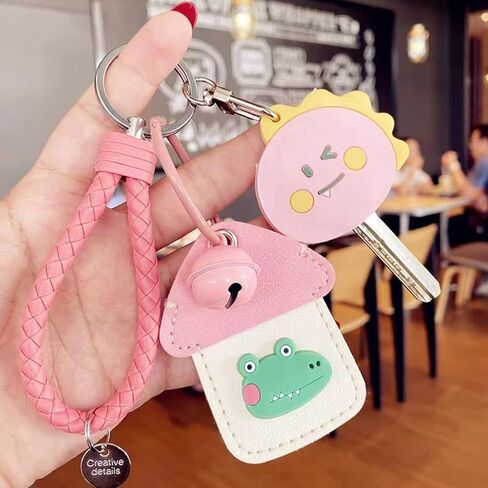 CheeseandU 6Pack Cute Daisy Flower Carrot Silicone Key Cover PVC Rubber Lovely Cat Paw Pink Dinosaur Key Cap Keychain Key Holder Key Ring Women Bag Phone Charm Accessory Friends Kids Gift in Saudi Arabia
