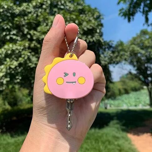 CheeseandU 6Pack Cute Daisy Flower Carrot Silicone Key Cover PVC Rubber Lovely Cat Paw Pink Dinosaur Key Cap Keychain Key Holder Key Ring Women Bag Phone Charm Accessory Friends Kids Gift in Saudi Arabia