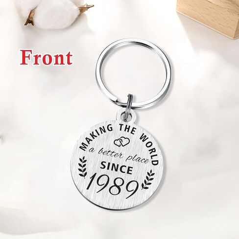 ABNTY 34th Birthday Gifts for Women Men, 34 Year Old Birthday Keychain, Born in 1989 Gifts, 1989 Birthday Decorations in Saudi Arabia