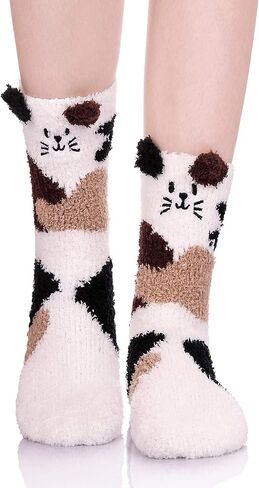LANLEO Fuzzy Socks For Women Slipper Socks Fluffy Winter Warm Soft Cozy Plush Cute Animal Sleeping Christmas Socks in Saudi Arabia