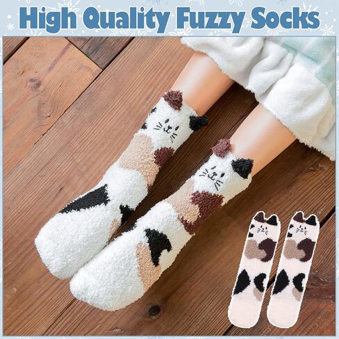LANLEO Fuzzy Socks For Women Slipper Socks Fluffy Winter Warm Soft Cozy Plush Cute Animal Sleeping Christmas Socks in Saudi Arabia