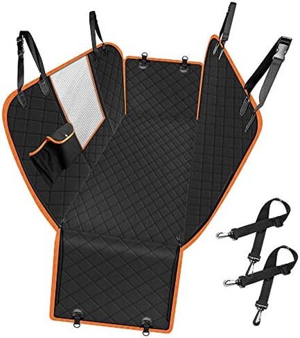 Femuar Dog Car Seat Cover with Storage Pockets Mesh Visual Window, Waterproof Nonslip , Heavy Duty Scratchproof Pet Dog Back Seat Cover Hammock for Cars Trucks and SUVs in Saudi Arabia