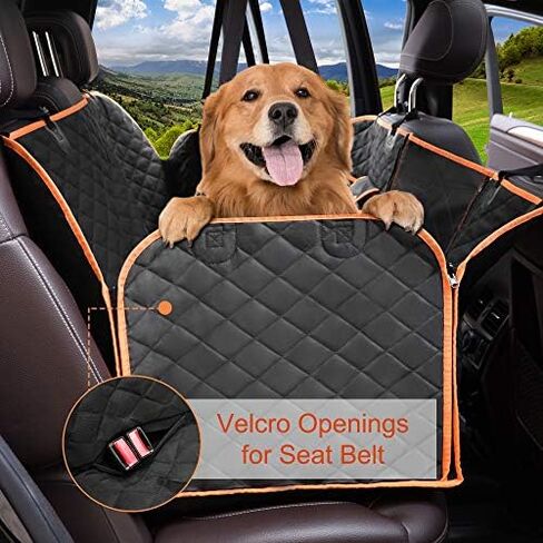 Femuar Dog Car Seat Cover with Storage Pockets Mesh Visual Window, Waterproof Nonslip , Heavy Duty Scratchproof Pet Dog Back Seat Cover Hammock for Cars Trucks and SUVs in Saudi Arabia