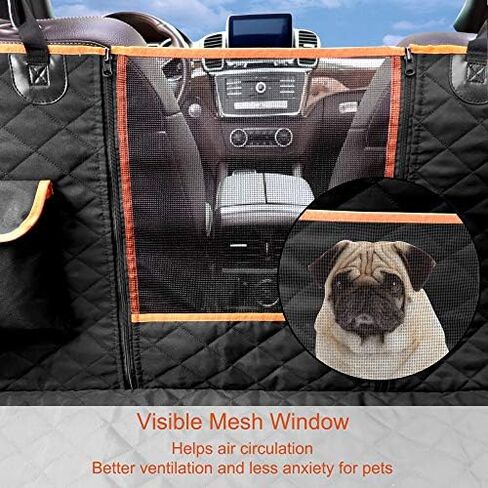 Femuar Dog Car Seat Cover with Storage Pockets Mesh Visual Window, Waterproof Nonslip , Heavy Duty Scratchproof Pet Dog Back Seat Cover Hammock for Cars Trucks and SUVs in Saudi Arabia