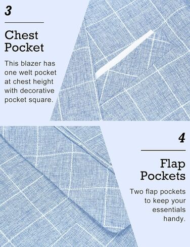 COOFANDY Mens Blue Plaid Blazers Casual Slim Fit Check Suit Blazer One Button Suit Jacket (Plaid Blazer - Sky Blue XXXL) in Saudi Arabia