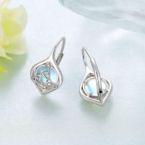 Daixiya Celtic Earrings For Women 925 Sterling Silver Irish Moonstone Celtic Knot Earrings Ireland Jewelry Gifts for Women Girls Teens in Kuwait