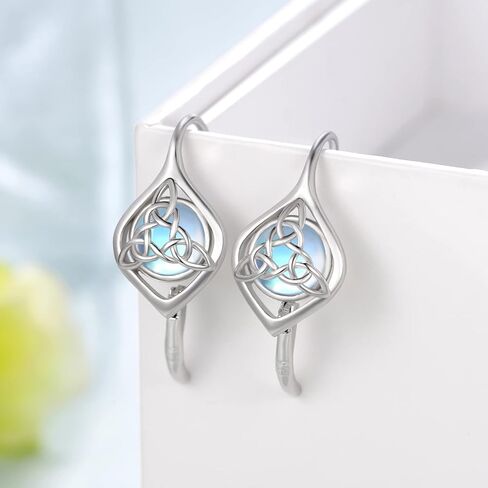 Daixiya Celtic Earrings For Women 925 Sterling Silver Irish Moonstone Celtic Knot Earrings Ireland Jewelry Gifts for Women Girls Teens in Kuwait