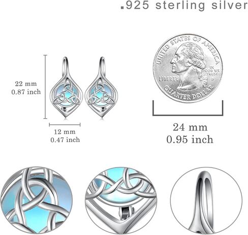 Daixiya Celtic Earrings For Women 925 Sterling Silver Irish Moonstone Celtic Knot Earrings Ireland Jewelry Gifts for Women Girls Teens in Kuwait