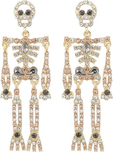 Rhinestone Skeleton Earrings Halloween Crystal Skull Dangle Earrings Gothic Skull Halloween Theme Earring Accessories Jewelry Gift in Saudi Arabia