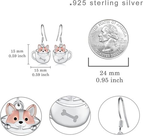 Corgi Earrings 925 Sterling Silver Cup Dog Dangle Earrings Cute Animal Corgi Jewelry Gift for Women Girls Daughter in Kuwait