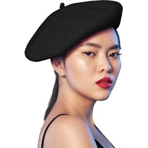 Skeleteen Black French Style Beret - Women's Classic Beret Hat For Casual Use - 1 Piece