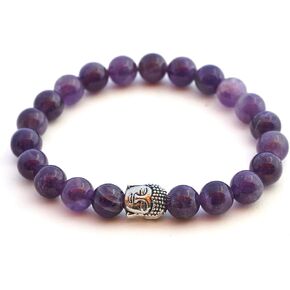 BERGERLIN - Buddha bracelet with genuine 8mm natural stone and lava stone pearls - Real natural stone bracelet - Certified Quality