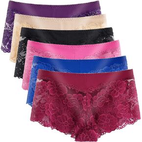 moonlight elves Women's Underwear Regular & Plus size Lace Boyshort Panties Cheeky Panty for Ladies, Pack of 6 Size S-5XL in Kuwait