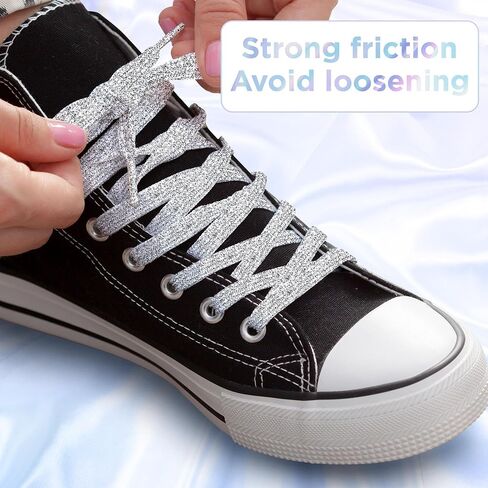 MOTZU 2 زوج من أربطة الأحذية المسطحة اللامعة مقاس 45 بوصة للأحذية الرياضية المصنوعة من القماش، أربطة أحذية لامعة لامعة لأحذية الأطفال in Kuwait