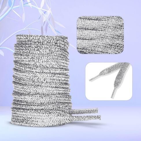 MOTZU 2 زوج من أربطة الأحذية المسطحة اللامعة مقاس 45 بوصة للأحذية الرياضية المصنوعة من القماش، أربطة أحذية لامعة لامعة لأحذية الأطفال in Kuwait