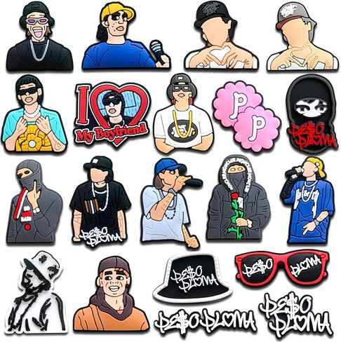 20 حلية للاحذية من زالدريتشاستا للصنادل والاساور والمعصم، دلايات مغني الراب اللاتيني للمراهقين والبالغين هدايا الحفلات، معدن غير ثمين، بدون احجار كريمة, معدن, بدون الأحجار الكريمة in Kuwait