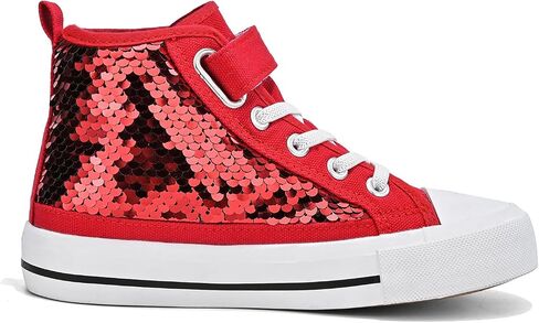 Zoroadke Kids Sparkle Sequins High Top Casual Adjustable Strap Canvas Shoes Girls and Boys Glitter Sneakers in Saudi Arabia