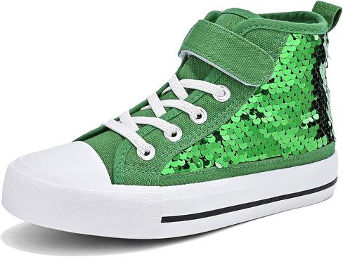Zoroadke Kids Sparkle Sequins High Top Casual Adjustable Strap Canvas Shoes Girls and Boys Glitter Sneakers in Saudi Arabia