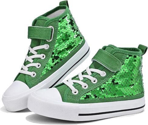 Zoroadke Kids Sparkle Sequins High Top Casual Adjustable Strap Canvas Shoes Girls and Boys Glitter Sneakers in Saudi Arabia