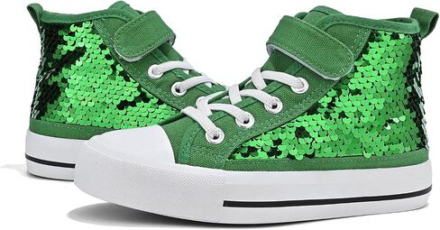 Zoroadke Kids Sparkle Sequins High Top Casual Adjustable Strap Canvas Shoes Girls and Boys Glitter Sneakers in Saudi Arabia