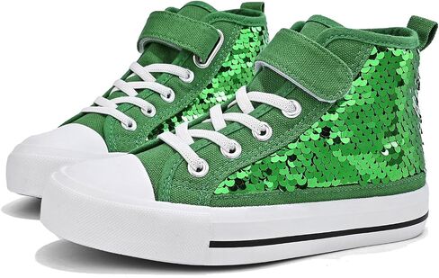 Zoroadke Kids Sparkle Sequins High Top Casual Adjustable Strap Canvas Shoes Girls and Boys Glitter Sneakers in Saudi Arabia