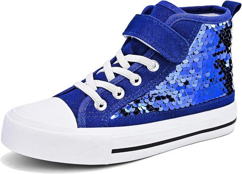 Zoroadke Kids Sparkle Sequins High Top Casual Adjustable Strap Canvas Shoes Girls and Boys Glitter Sneakers in Saudi Arabia