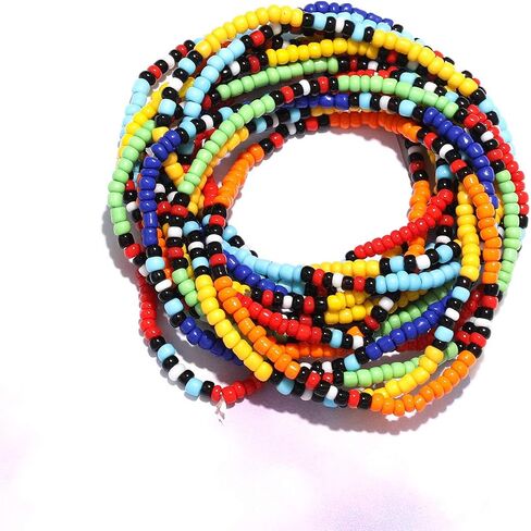 HEIDKRUEGER Bead Stretch Bracelets Independence Colorful Tiny Beaded Stackable Vsco Bracelets Boho Summer Vacation Adjustable Bangle Bracelet for Women Girls 14Pcs in Saudi Arabia