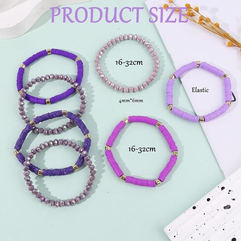 FINZOR 24-42Pcs Bohemian Multi-Layer Beaded Stacking Statement Bracelets Versatile Strand Stretch Sparkly Crystal Beads & Heishi Bracelet Cuff Bangle Set for Women in Saudi Arabia