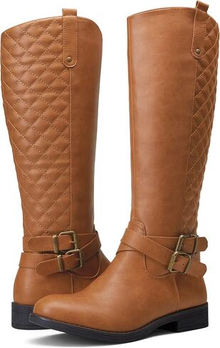 Vepose Women's Knee High Riding Boots with Buckle and Inside Zipper | Casual fashion boots, smooth tall shaft, round toe, low block heel and cushioned insole for jeans, skirts and work looks in Saudi Arabia