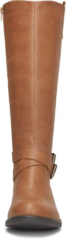 Vepose Women's Knee High Riding Boots with Buckle and Inside Zipper | Casual fashion boots, smooth tall shaft, round toe, low block heel and cushioned insole for jeans, skirts and work looks in Saudi Arabia