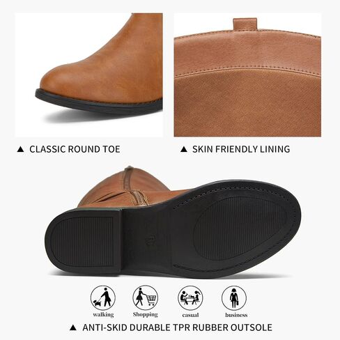 Vepose Women's Knee High Riding Boots with Buckle and Inside Zipper | Casual fashion boots, smooth tall shaft, round toe, low block heel and cushioned insole for jeans, skirts and work looks in Saudi Arabia