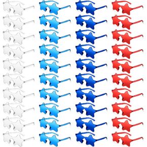 Cindeer 40 Pairs Rimless Star Shape Sunglasses Colorful Transparent Sunglasses Pentagram Glasses for Party